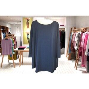 Joan Rivers Women's Tunic Top  Navy Blue 3/4 Sleeve Liquid Knit Classic Size XL